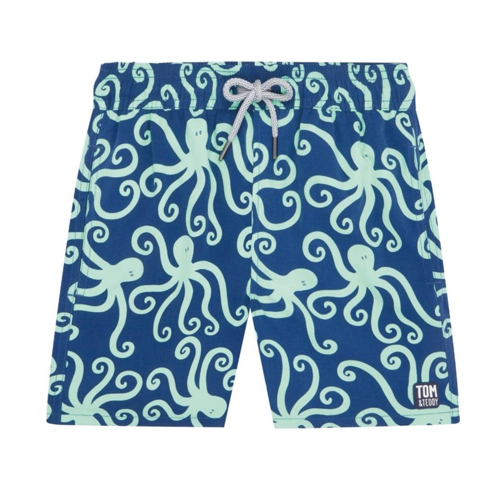 Tom & Teddy Octopus Swim Trunk Navy & Mint 1/2 Years Old